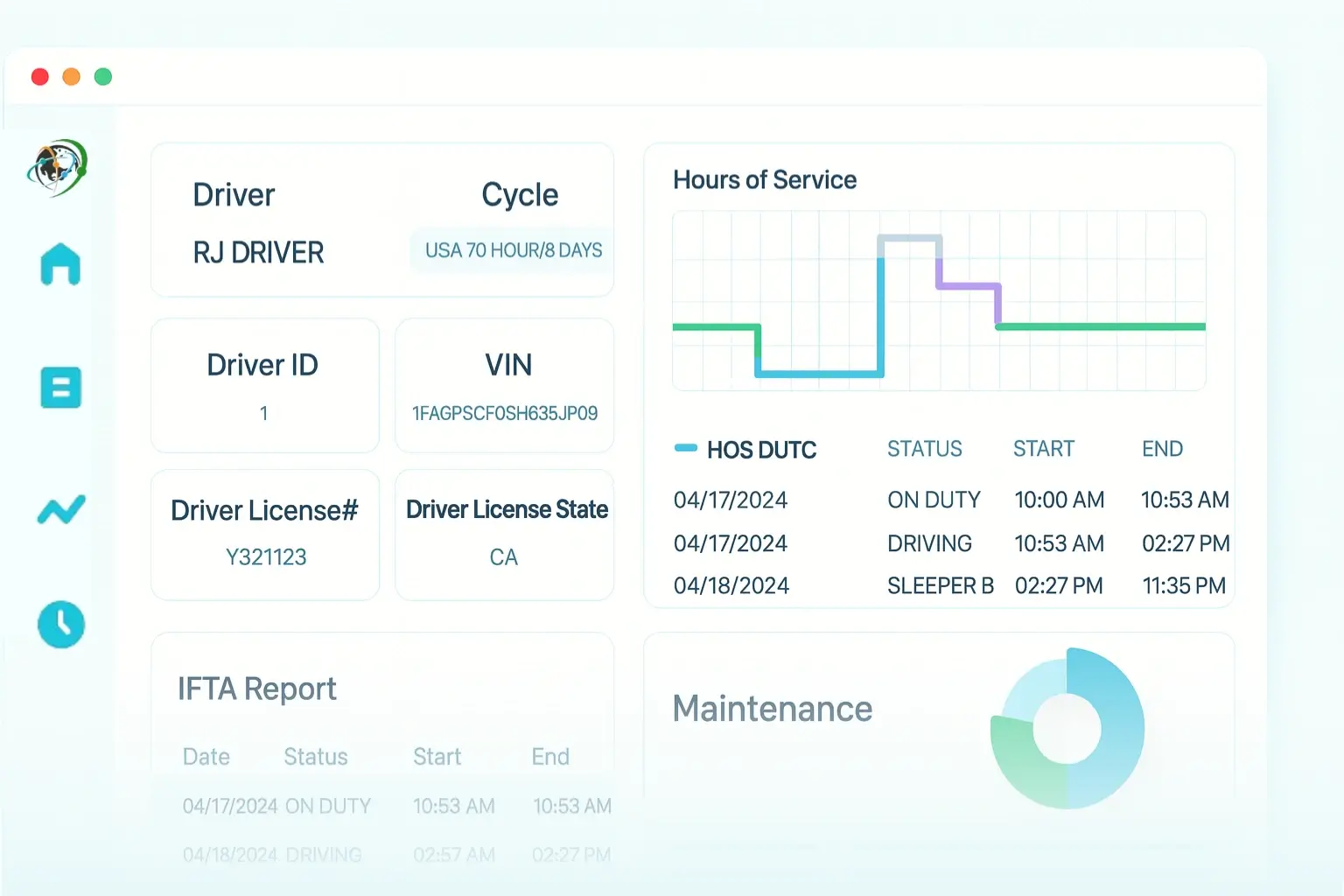 fleet manager viewing eld dashboard for driver performance tracking